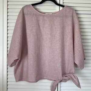 Beachlunchlounge Lucy Pink/White Striped Blouse Top Breathable Linen/Cotton XL